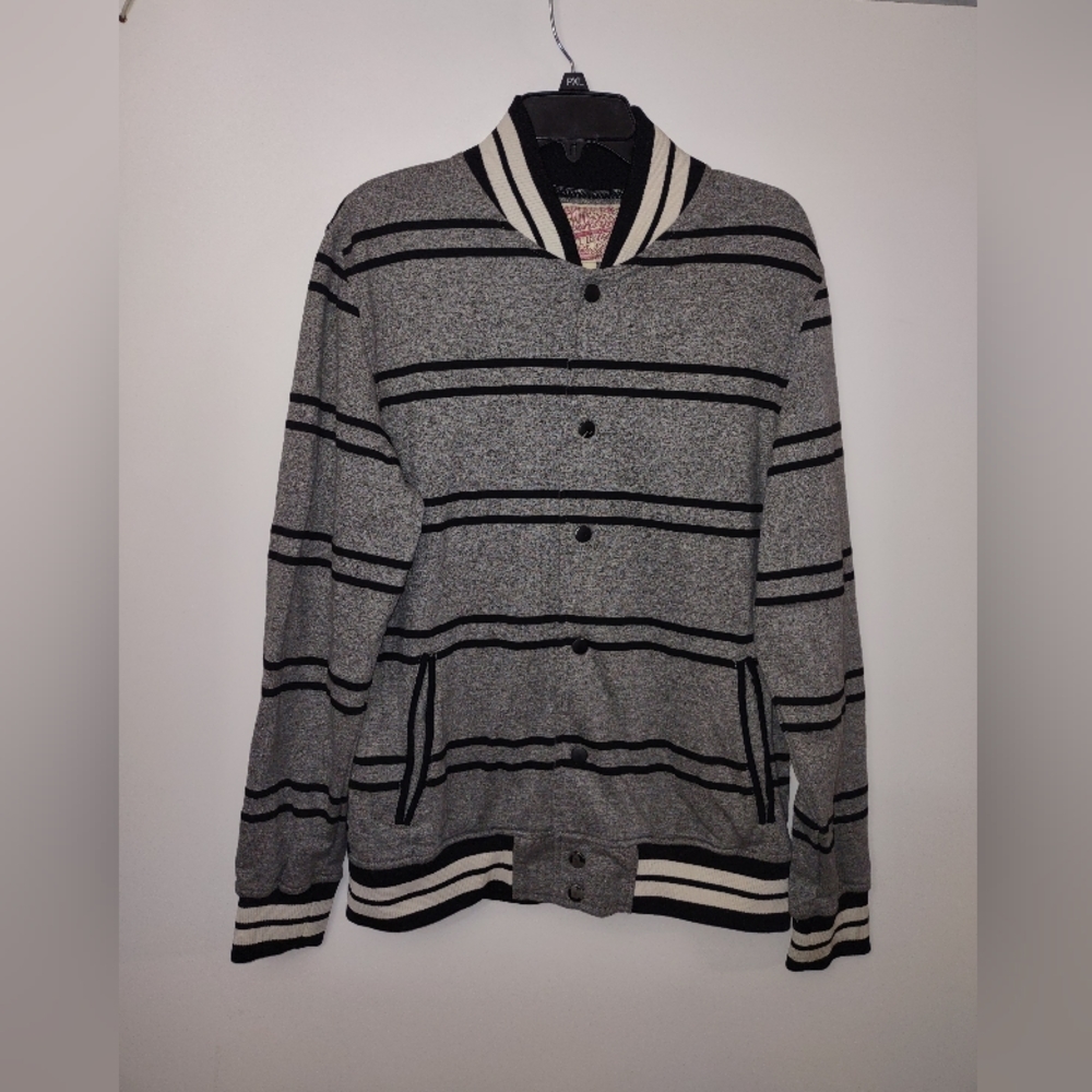 Trademark Brooklyn Cloth MFG CO 1896, Size L Button Up Gray, White, black Jacket